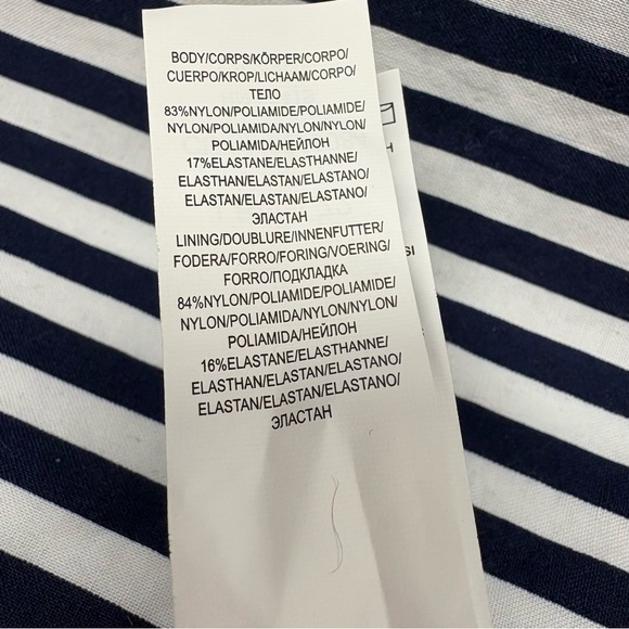 LA BLANCA Navy White Leaf Print Bikini Top Size 4 - Picture 8 of 10